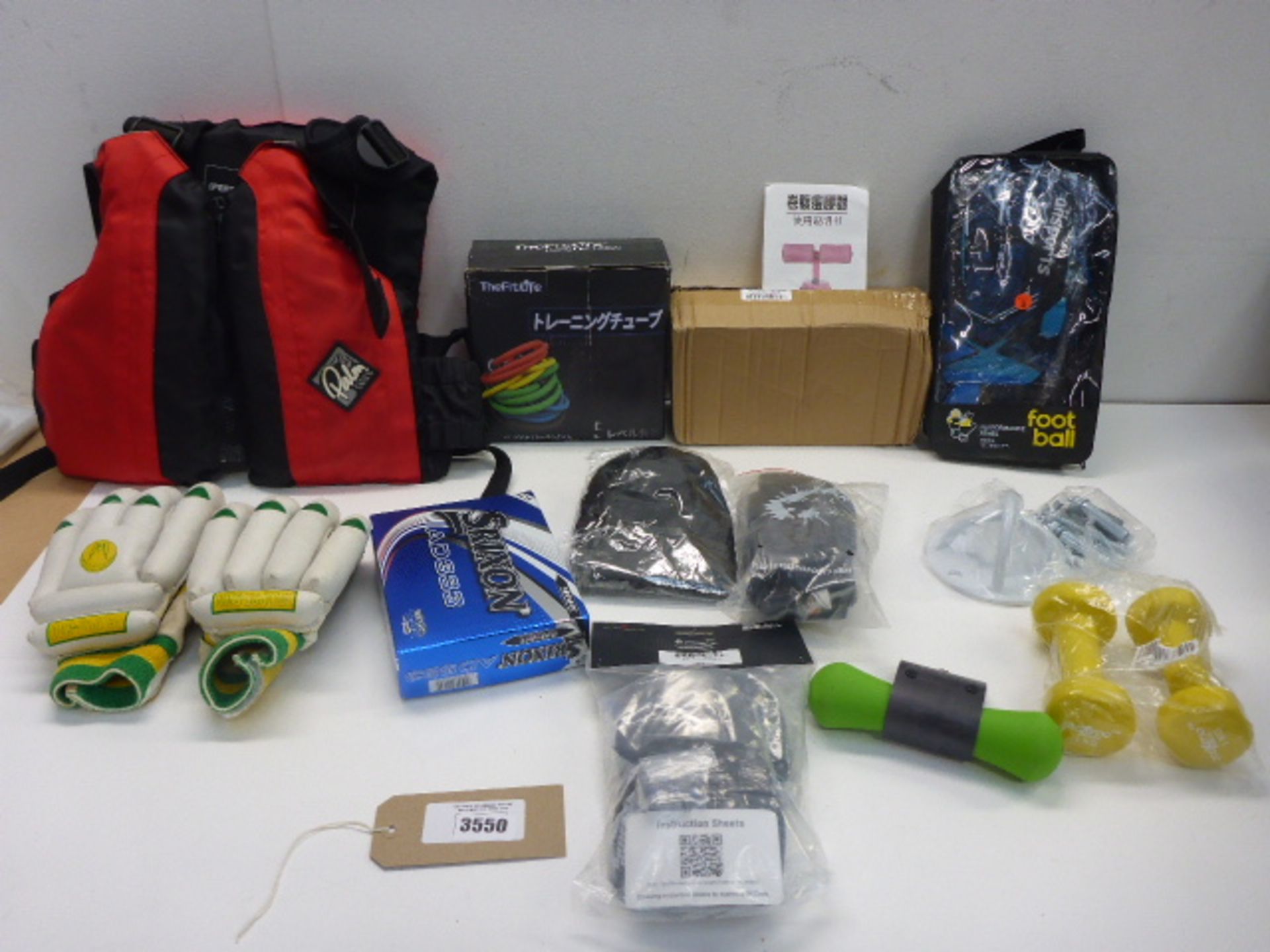Erog injected armrest kit, Palm bouyancy aid, resistance bands, golf balls, cricket & football