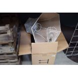 Box containing table lamps and shades
