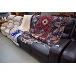 Brown leather effect 3 seater sofa