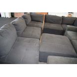 Charcoal fabric modular 6 piece sofa to include a footstool