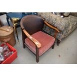 1950s armchair with brown rexine back
