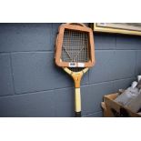 5449 Vintage tennis racket and press