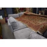 5178 Grey fabric modular 6 piece sofa and footstool