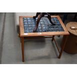 Teak tile topped coffee table