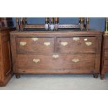19th century oak chest of 2 short drawers and a long drawers