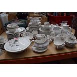 Large quantity of Royal Doulton pillar rose patterned crockery