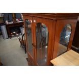 Modern glazed double door china cabinet with drawers under