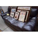 5302 - Brown leather effect 3 seater sofa