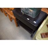 Dark oak drop side tea trolley with 2nd tier