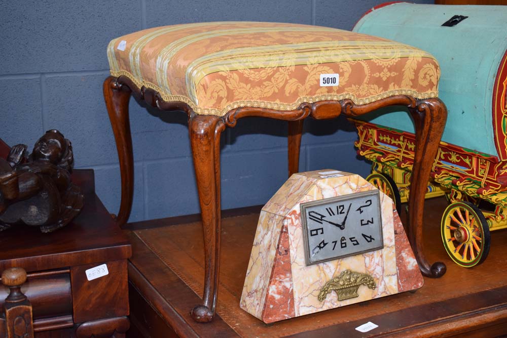 Victorian walnut framed footstool on cabriole legs