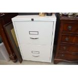 Cream painted metal 2 drawer filing cabinet