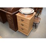 Pine finished 3 drawer bedside cabinet