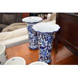 Pair of blue and white floral decorated vases