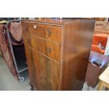 1950s Flame mahogany tallboy, 2 drawers over a cupboard