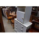 White painted bedside cabinet plus a chest of 4 drawers