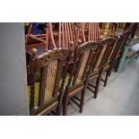 6 barley twist oak dining chairs with wicker panels