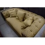 Gold fabric button back 2 seater sofa