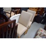 Pair of oatmeal fabric dining chairs