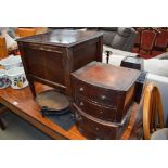 Commode stand, cast iron skillet plus various Victorian and later boxes