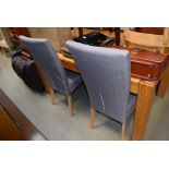 Pair of grey fabric dining chairs