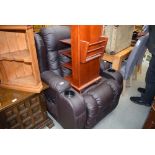 Brown leather effect electric reclining armchair