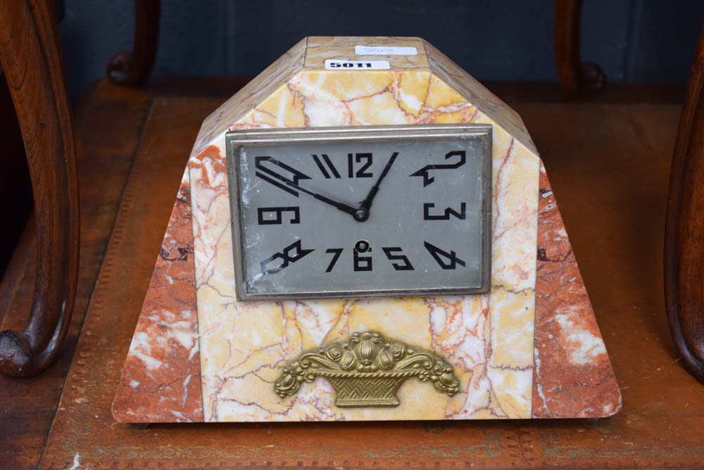 Art deco marble cased mantle clock