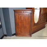 Oak and mahogany inlaid 19th century corner cabinet