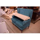 turquoise wing back 2 seater sofa