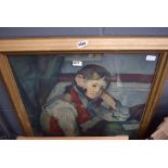 5460 Framed and glazed print of a boy reading