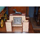 Art deco mantle clock and garnitures with Alsation finial