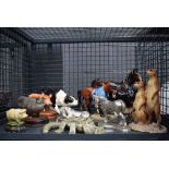 Cage containing a quantity of animal figures by Beswick and other companies