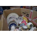 Box of ornaments, ginger jars, teacups and general china