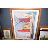 Framed and glazed print with yachts
