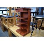 Stained beech side table with drawer and tiers under