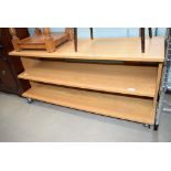 Oak three tier entertainment stand