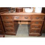 Oak twin pedestal desk