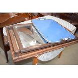 Folding butlers tray stand and mirror, serving tray and oval Edwardian two-tier side table, plus a