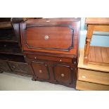 Reproduction mahogany bureau with drawer and cupboards under