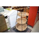 Wickerwork three tier basket