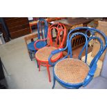 Three painted thonet style chairs