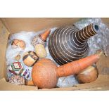 A box of African carved gourds