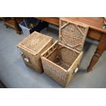 Two wicker storage baskets