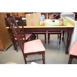 Painted pine dining table plus six chairs