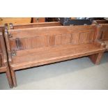 Pitched pine church pew