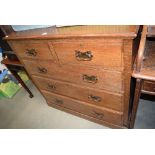 Victorian oak chest of two over three drawers
