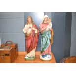 Two plaster figures, Madonna and child plus Jesus
