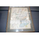Framed and glazed map of Scotland