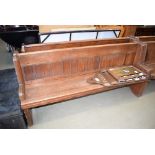 Pitched pine church pew