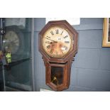 American oak cased drop-dial wall clock