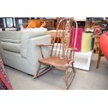 Beech wheelback rocking chair